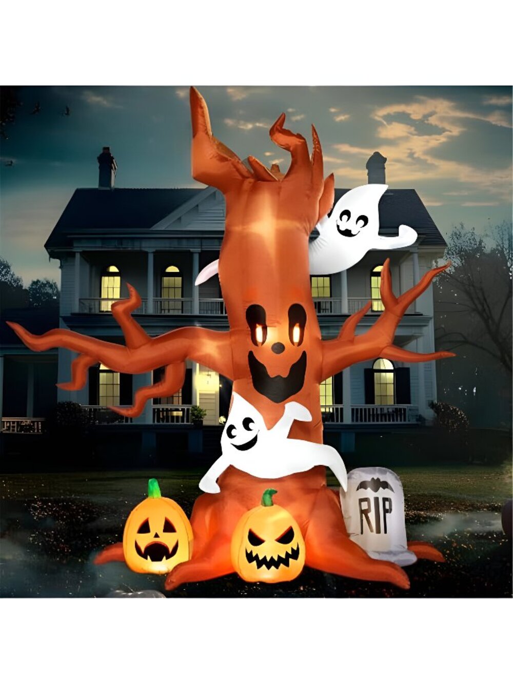 8FT Halloween Inflatable Scary Tree with Ghost Decor,Blow Up